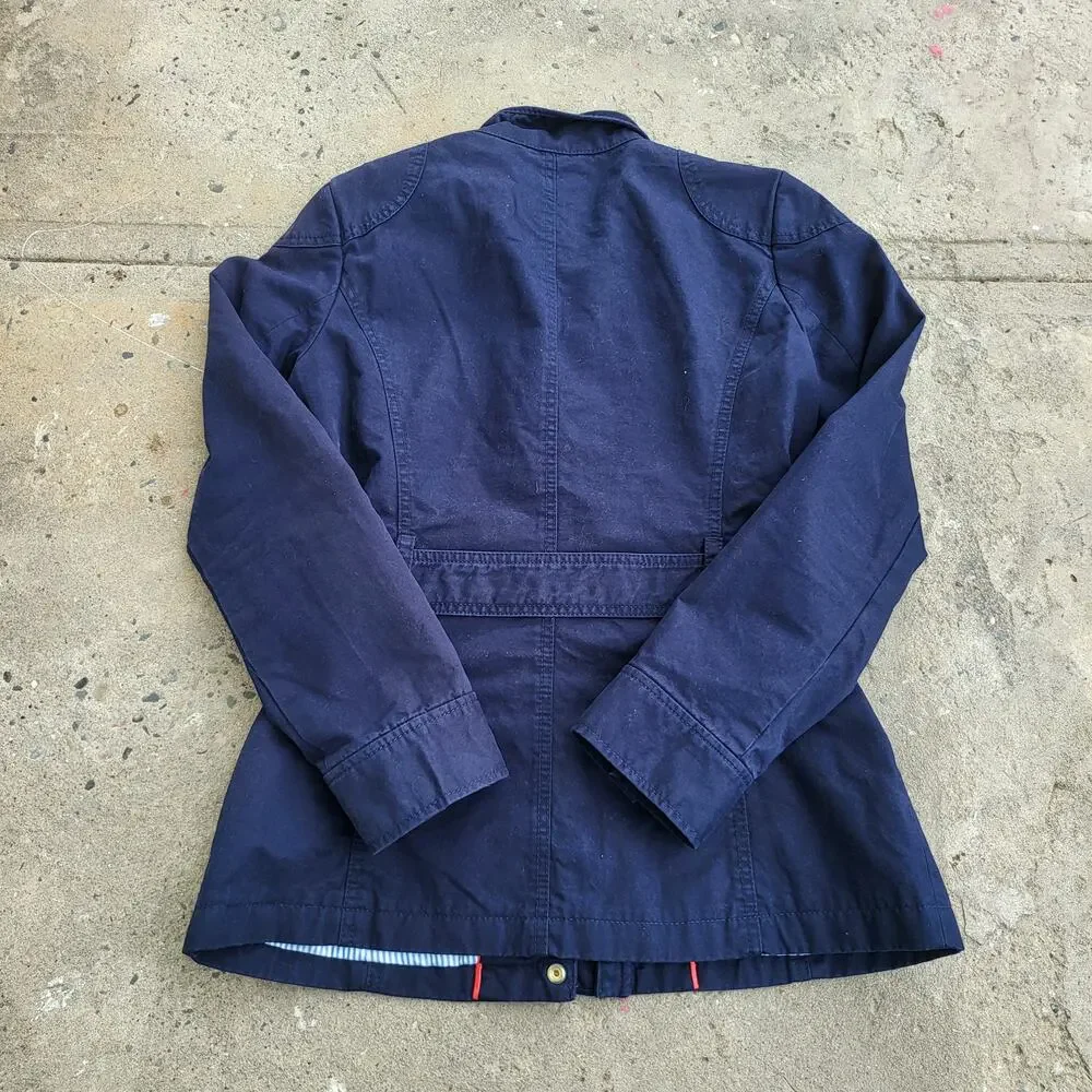 Banana Republic Military Coat Size S Blue Lined Belted Jacket Urban Preppy Fall - Picture 4 of 13